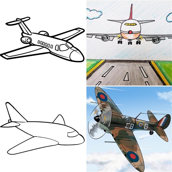 Coloring drawings kids painting ideas a plane game by Patara Ruthai