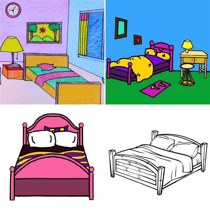 How to draw a bed easy Ripons art  YouTube