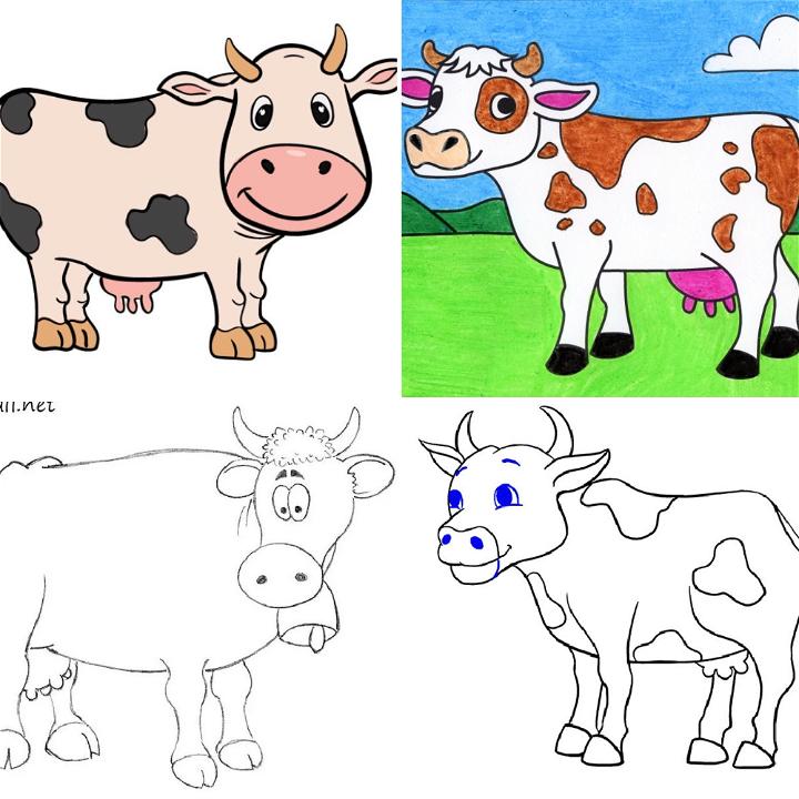 How To Draw A Cute Cow Step By Step