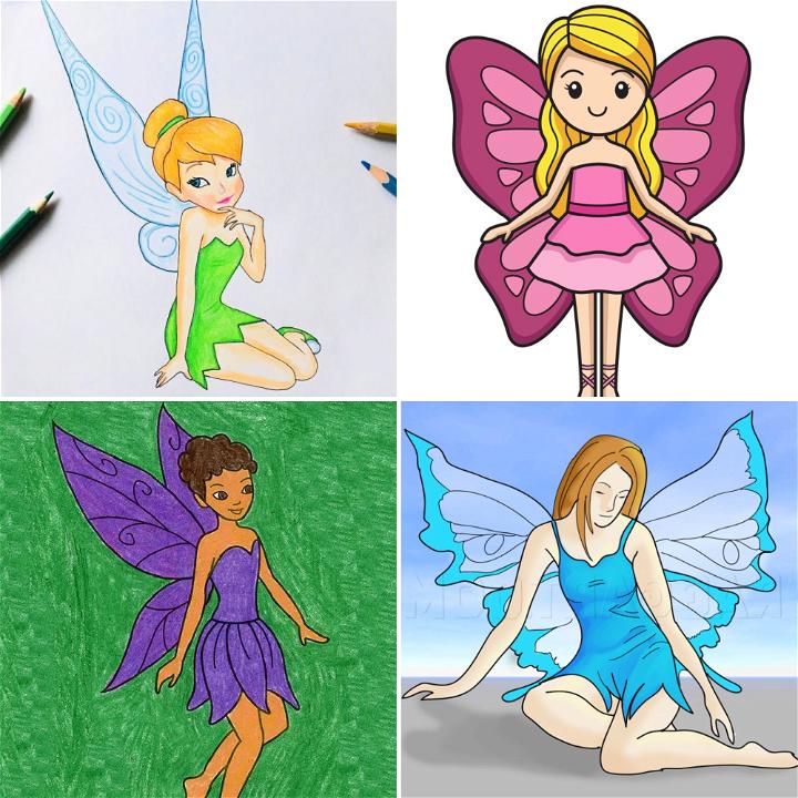 Butterfly with Blond Fairy Drawing Drawing by Kristin Aquariann - Pixels