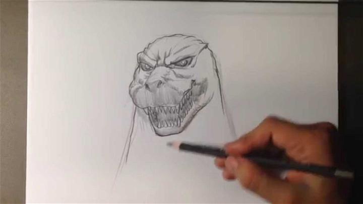 Easy Godzilla Head Drawing