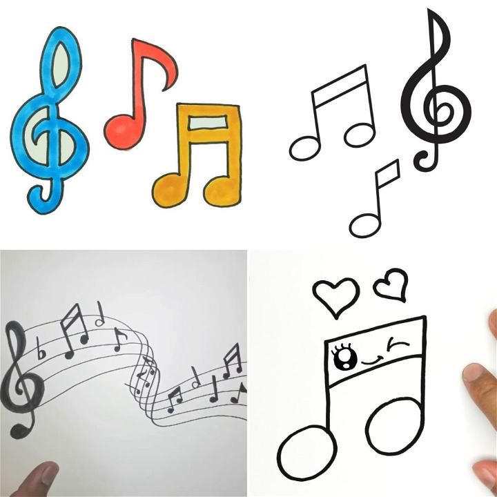 Musical Notes Drawing Tutorial - How to draw Musical Notes step by step