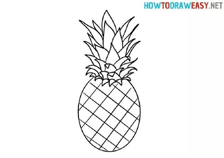 Easy Pineapple Drawing Step by Step Instructions