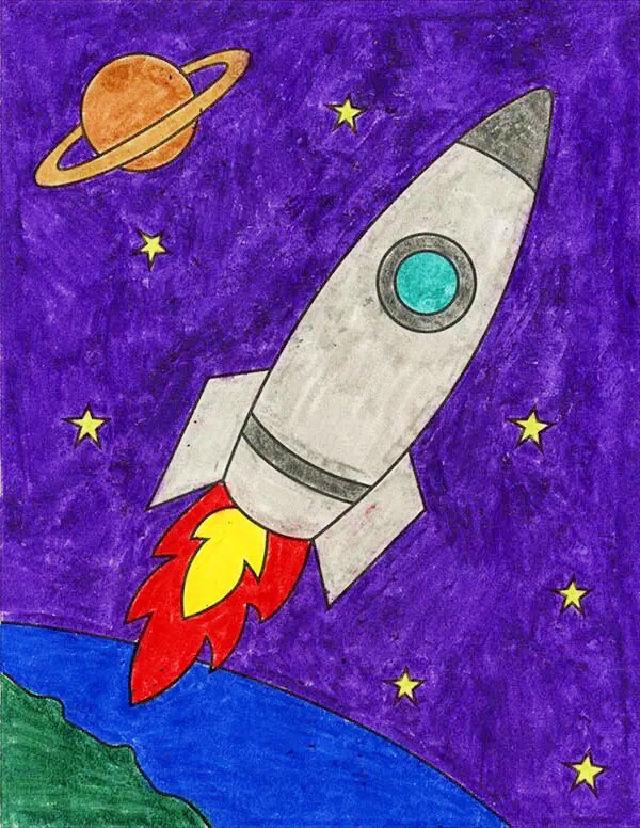 Easy Rocket Drawing for Kids