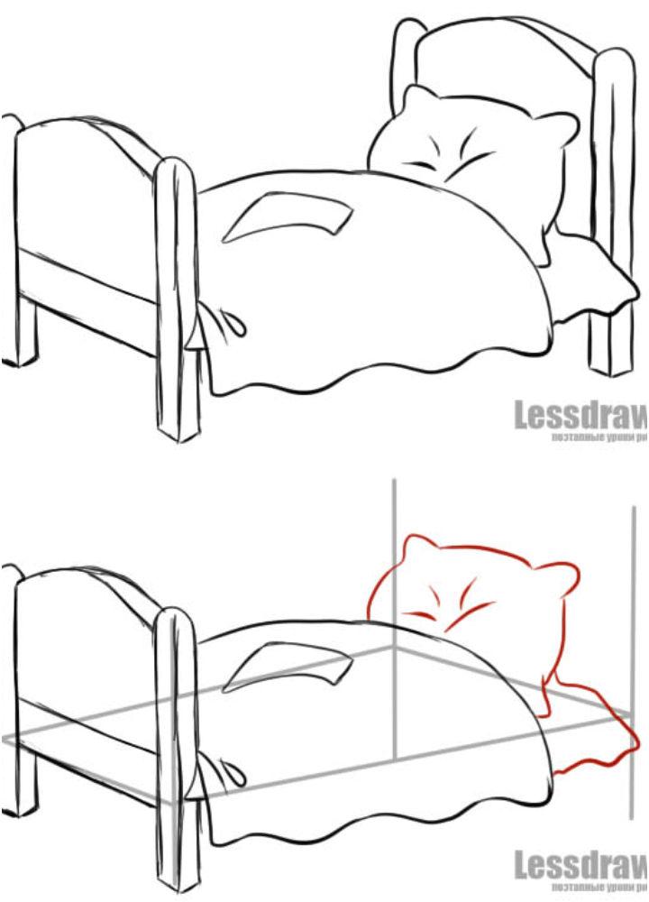 Easy Way to Draw a Bed with Pencil