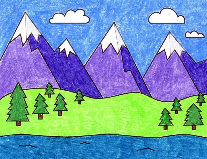 Easy Way to Draw a Mountains with Color