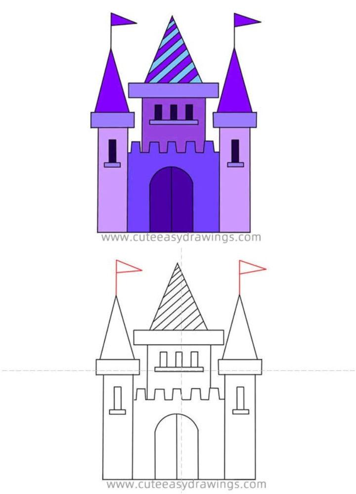 Easy and Simple Castle Drawing