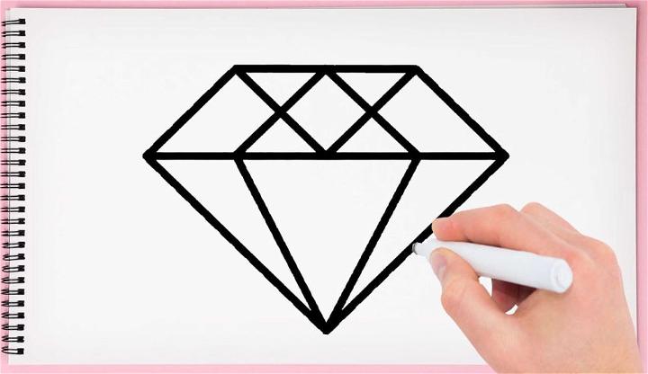 Easy and Simple Drawing Diamond for Kids