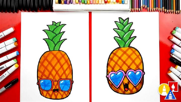 Funny Summer Pineapple Drawing