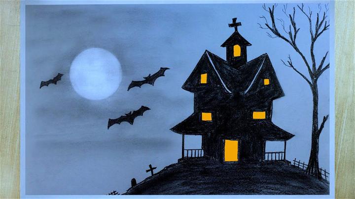 Haunted House Scenery Drawing