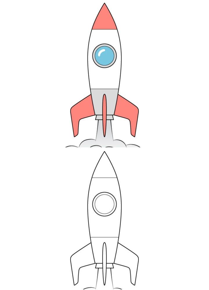 How To Draw A Cartoon Rocket