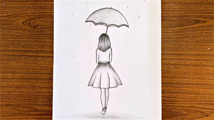 How To Draw A Girl With Umbrella