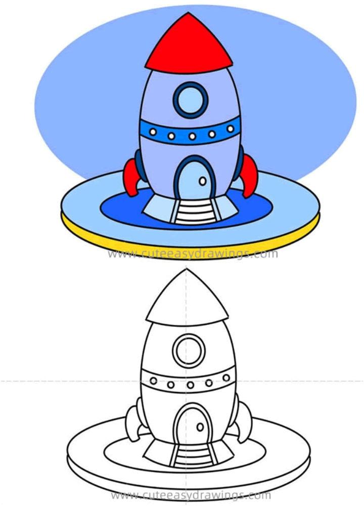 How To Draw A Rocket Ship Step By Step