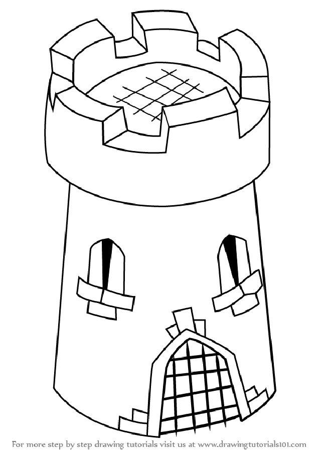 How to Draw 3D Castle Tower