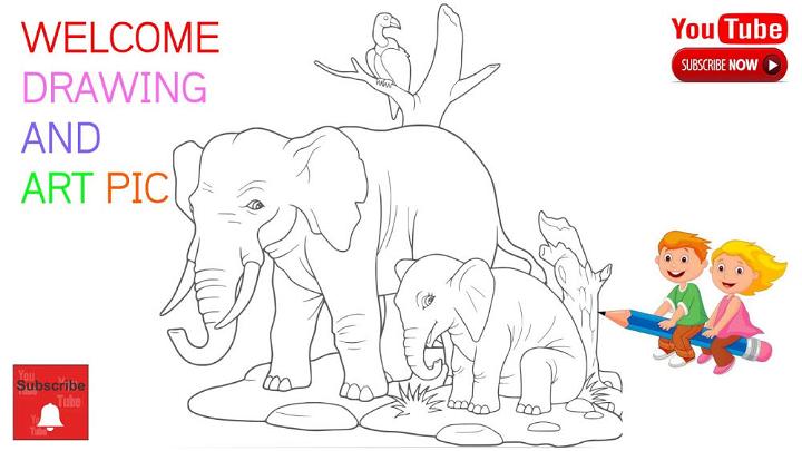 How to Draw Elephant Family
