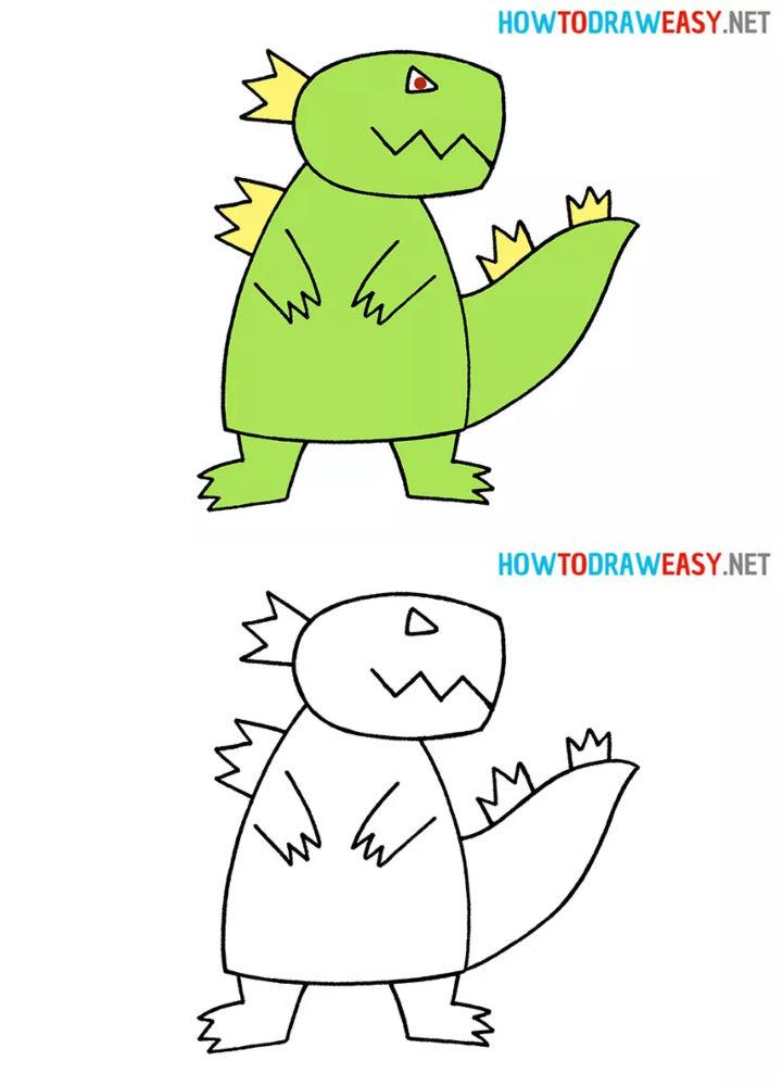 How to Draw Godzilla for Kids