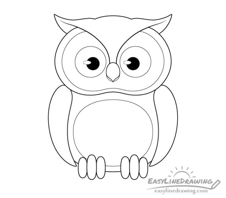 simple cute owl drawing step by step