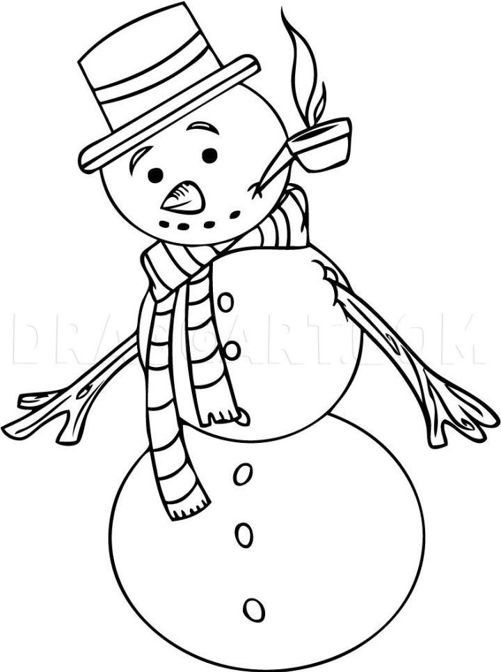 How to Draw Snowman Step by Step Instruction