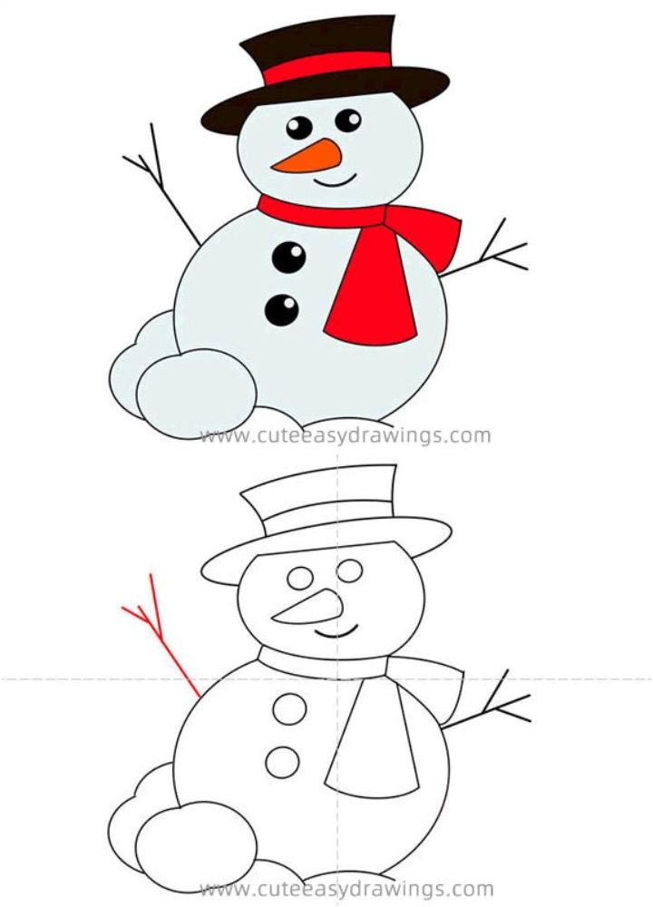 How to Draw Snowman for Preschoolers