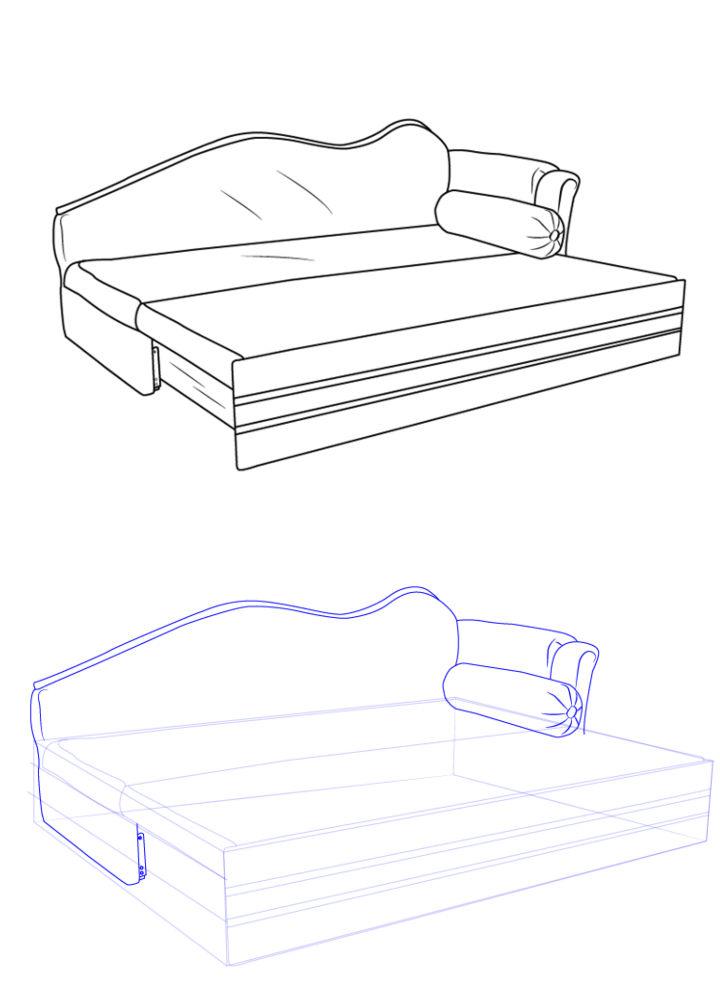 How to Draw Sofa Cum Bed