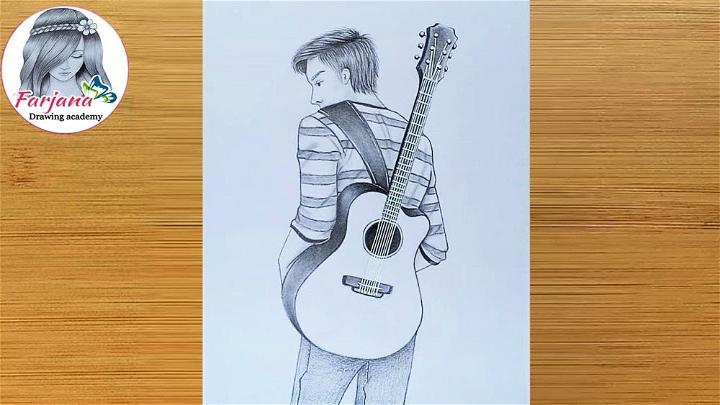 How to Draw a Aesthetic Boy with Guitar