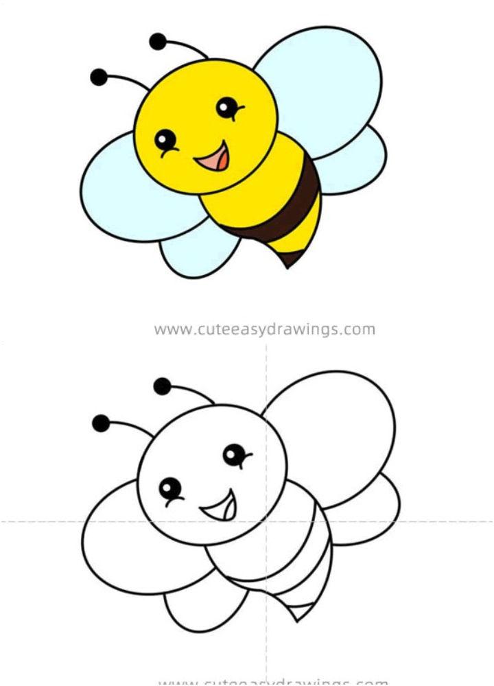 How to Draw a Bee Flying for Kids