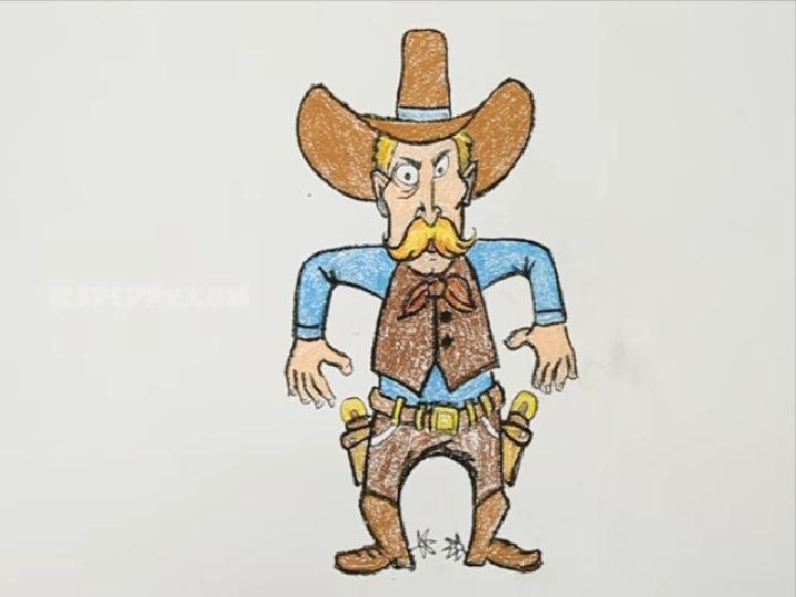 How to Draw a Cartoon Cow Boy