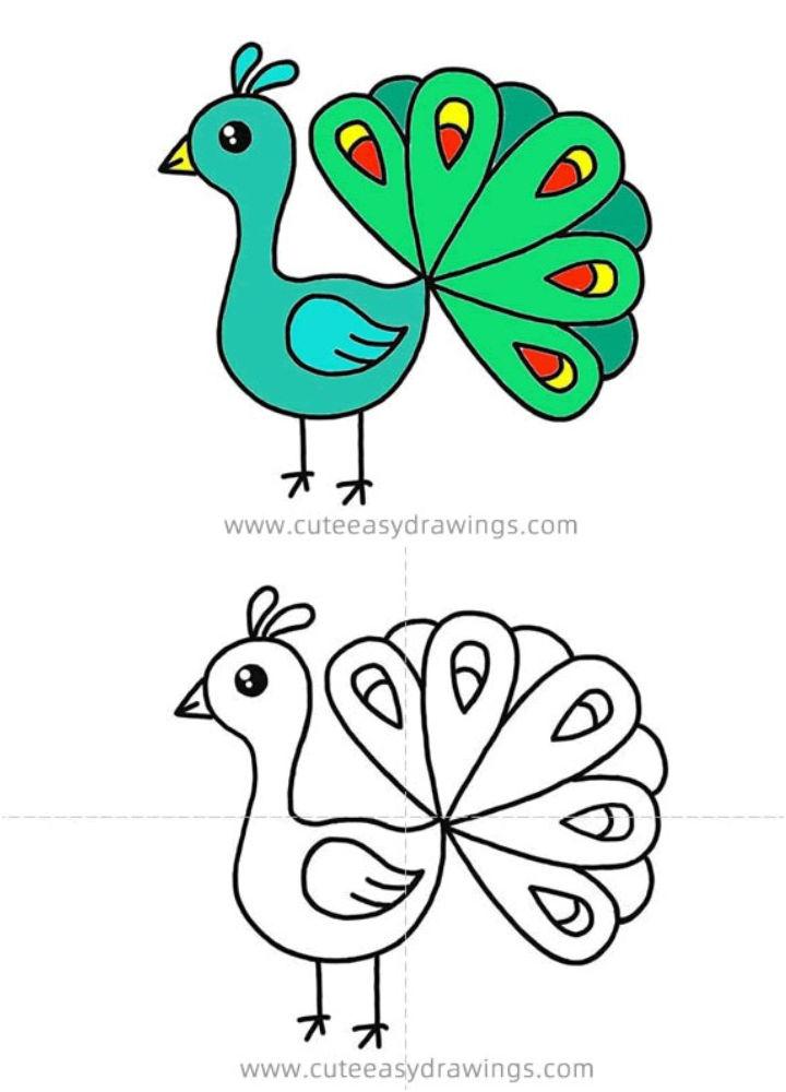 How to Draw a Cartoon Peacock