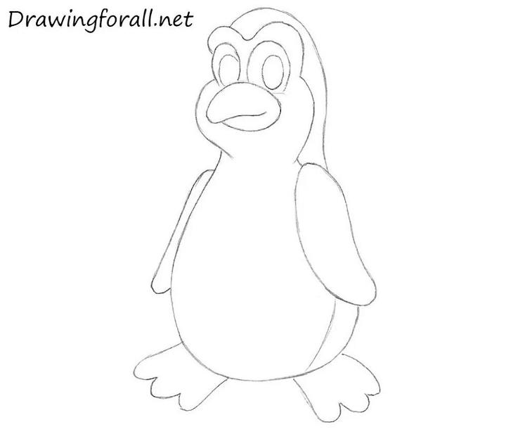 How to Draw a Cartoon Penguin