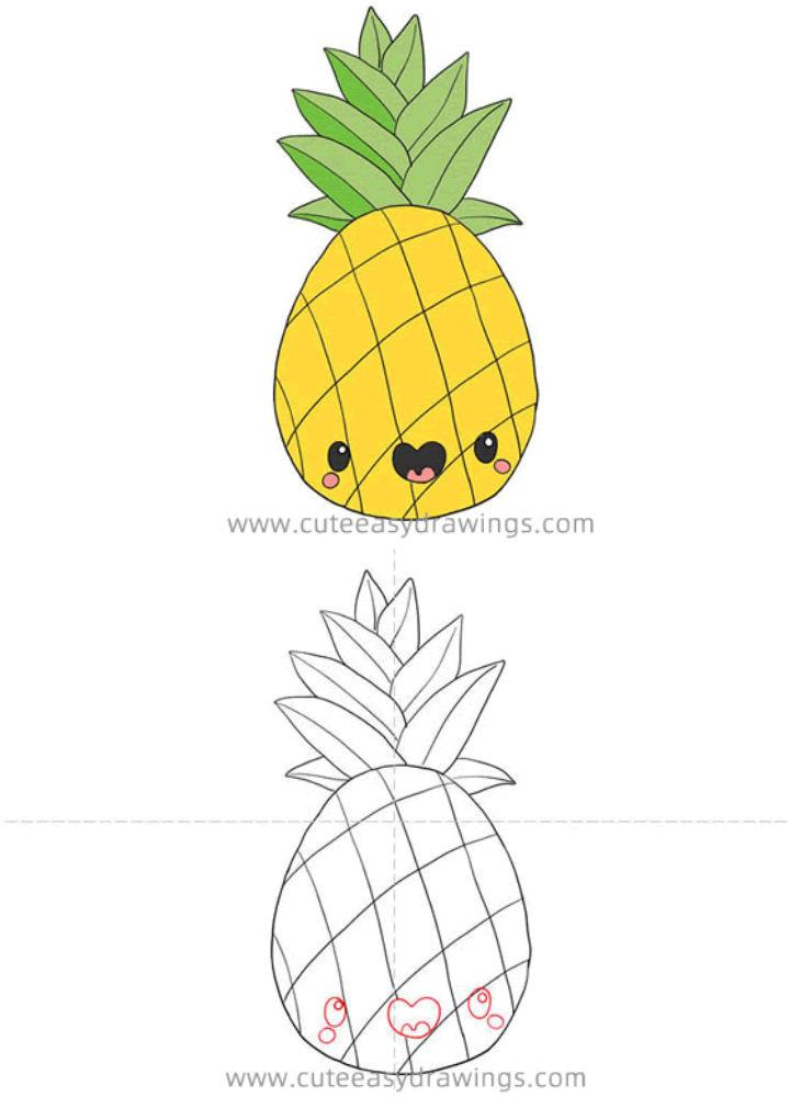 25 Easy Pineapple Drawing Ideas - How to Draw a Pineapple