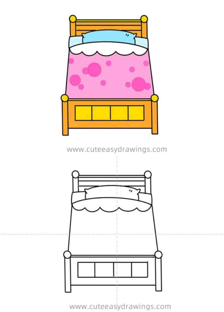 bed line drawing simple line art furniture  Stock Illustration  92943433  PIXTA