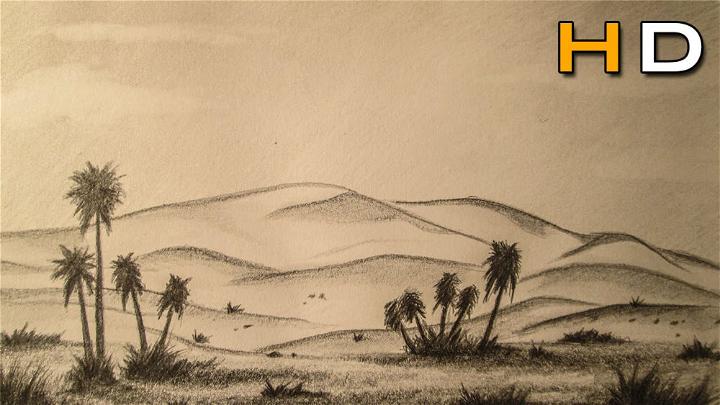 How to Draw a Desert Landscape with Pencil