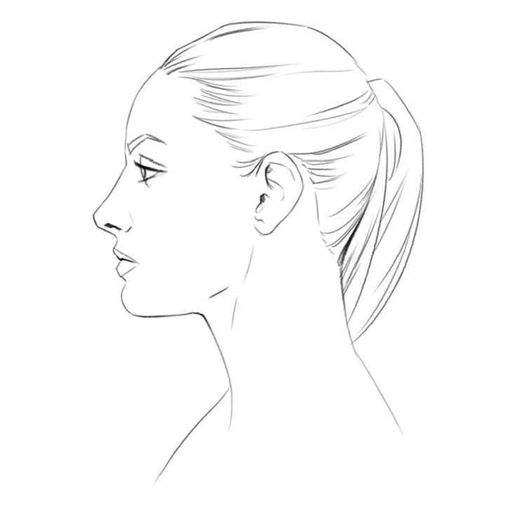 Face of Beautiful and Charming Woman, Side View, Black Vector Hand Drawing  on the White Background Stock Illustration - Illustration of line, closed:  180830673