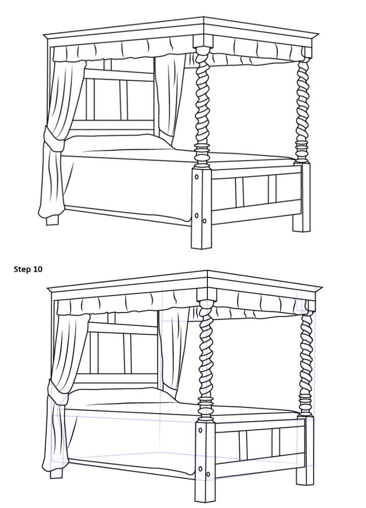 How to Draw a Four Poster Bed
