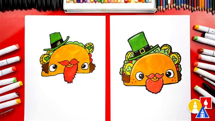 How to Draw a Funny St Patricks Taco