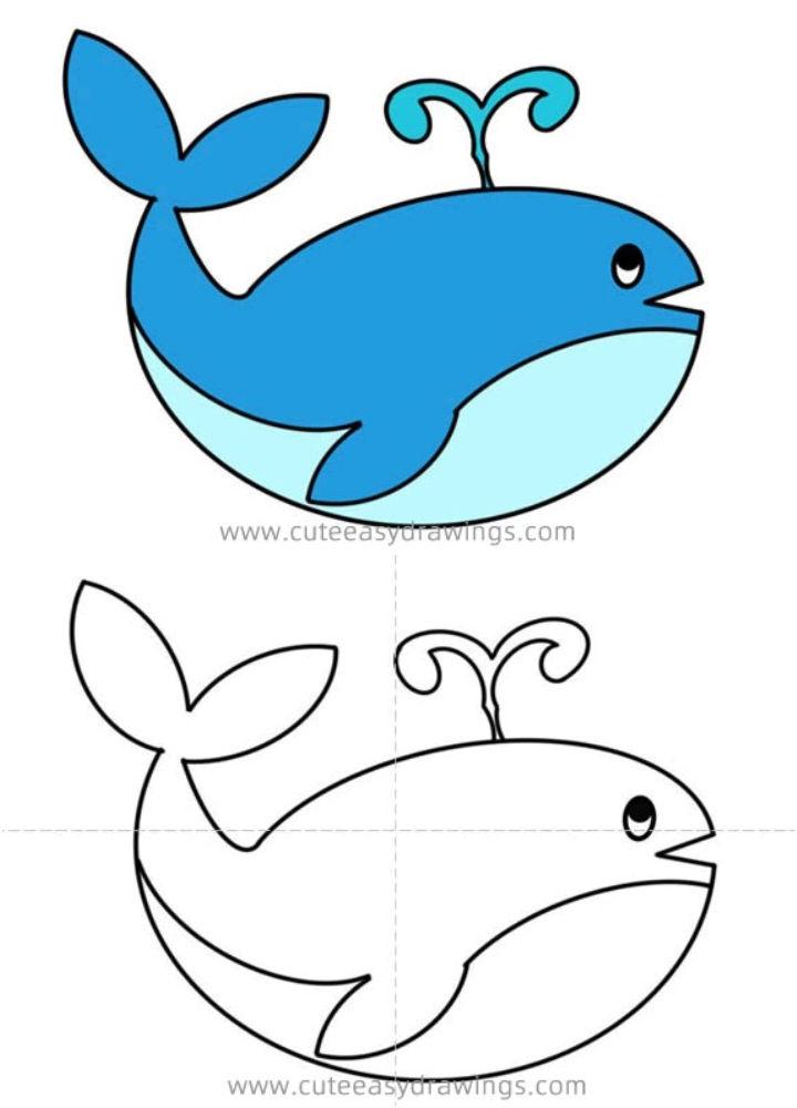 How to Draw a Whale Spraying Water