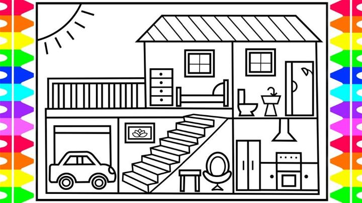 Inside House Drawing for Kids