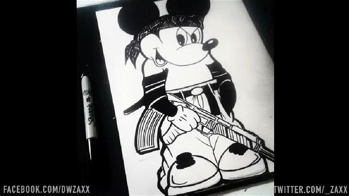 Mickey Mouse Gangsta Drawing