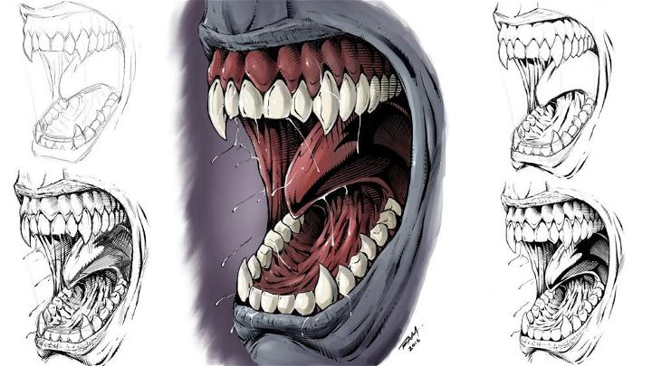 Monster Teeth Drawing and Coloring