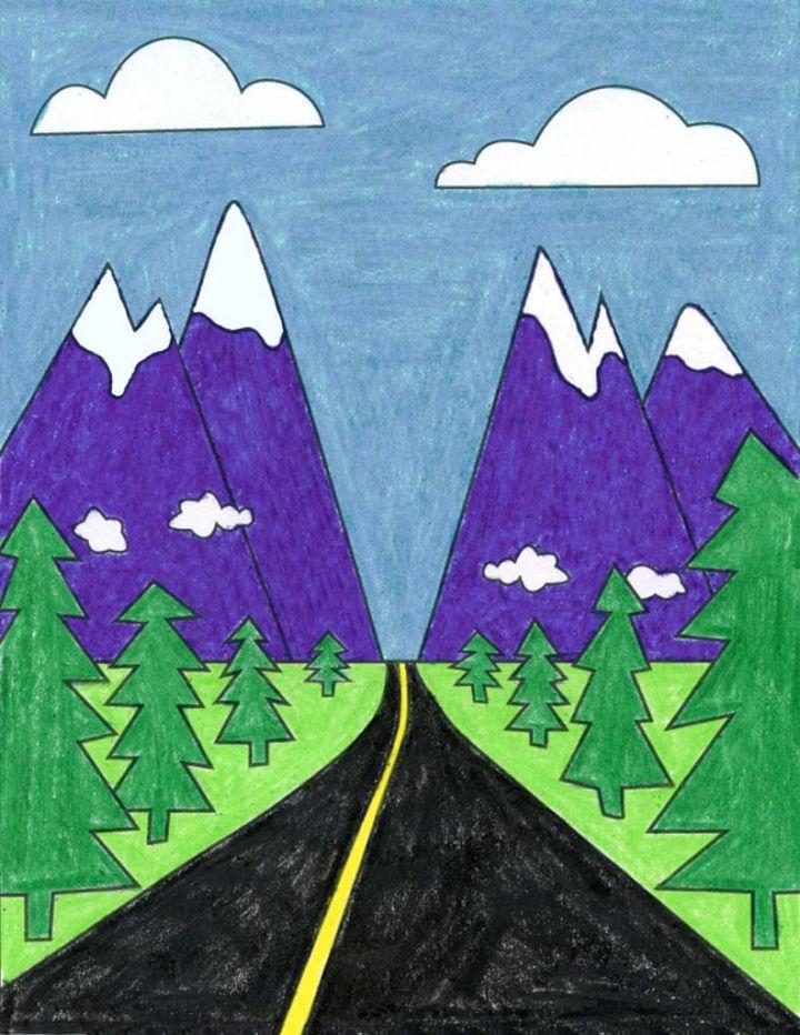 Mountain Landscape Drawing