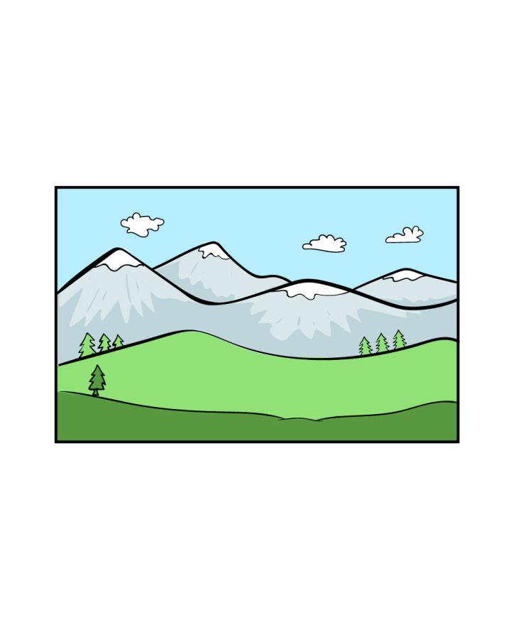 Mountains Pictures to Draw Step by Step