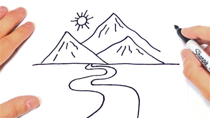 Outline Mountain Drawing