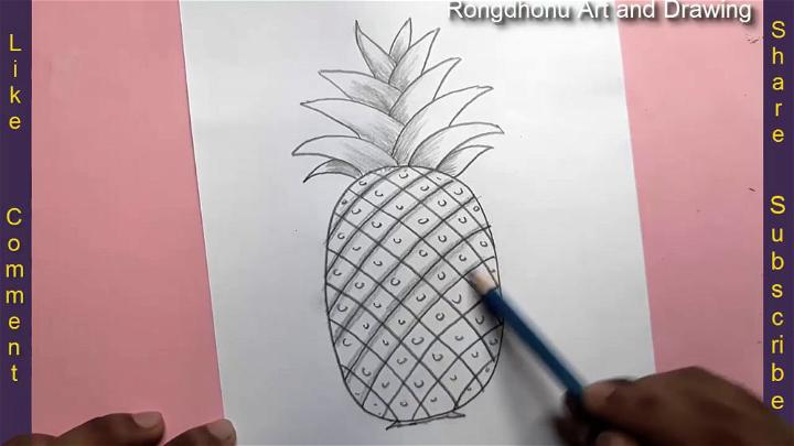 Pineapple Fruit Drawing with Pencil