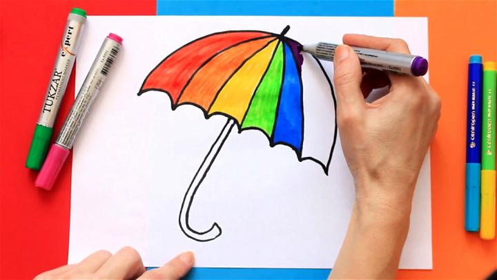Rainbow Umbrella Drawing