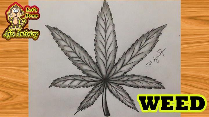 Realistic Marijuana Weed Leaf Drawing