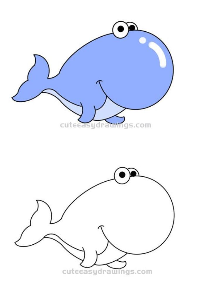 Simple Cartoon Whale Drawing