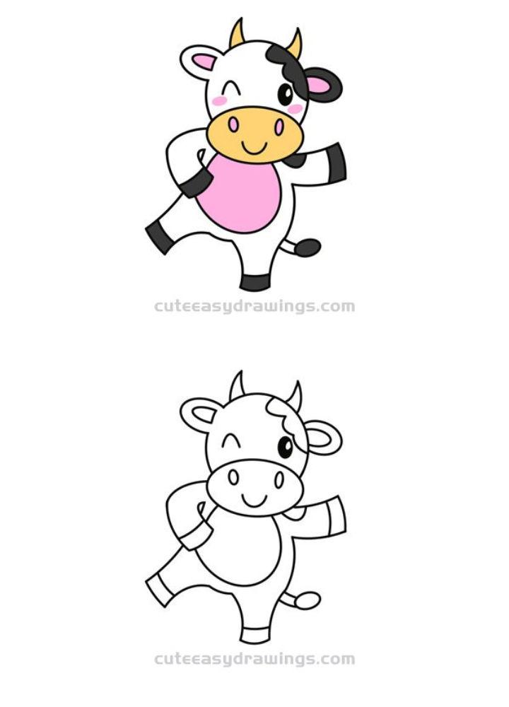 Simple Dancing Cow Drawing