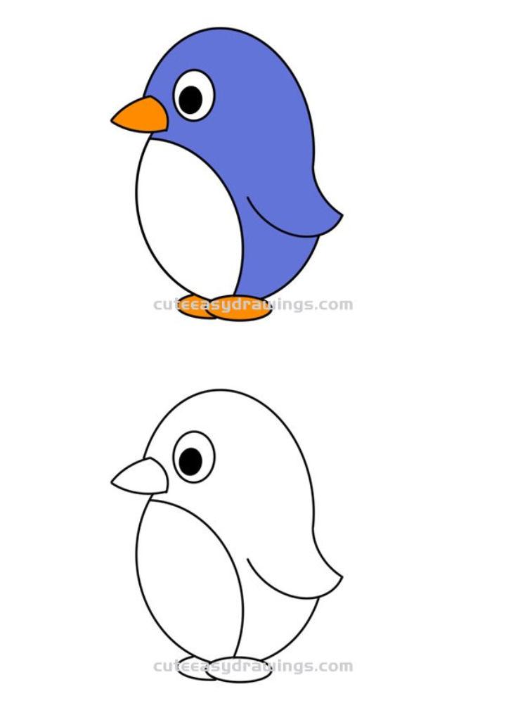 Simple Standing Penguin Drawing for Kids