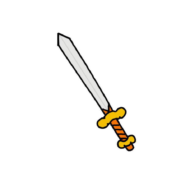 Simple Sword Drawing with Colored