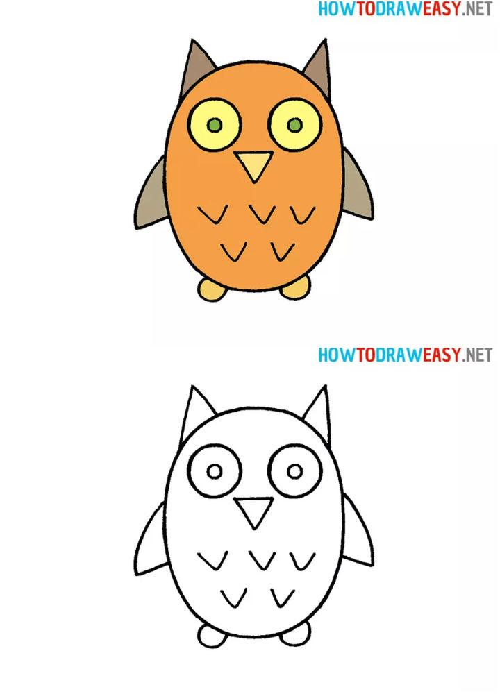 25 Easy Owl Drawing Ideas - How to Draw an Owl - Blitsy